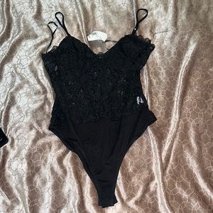NWT Forever 21 Black Lace Body suit Size large